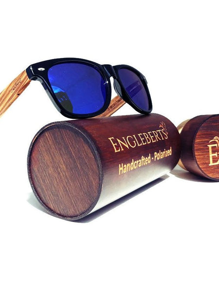 Zebrawood Sunglasses with Blue Polarized Lenses and Case
