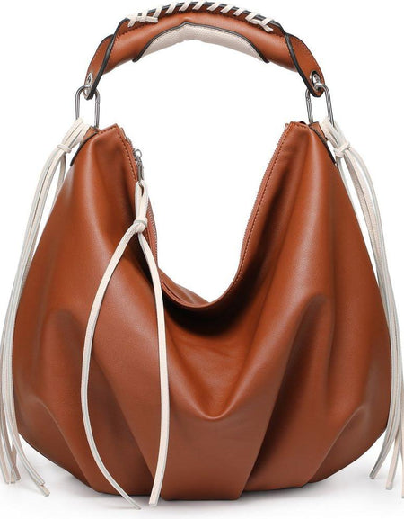 Designer Elegance: Women Hobo Bag with Contrast Woven Handle