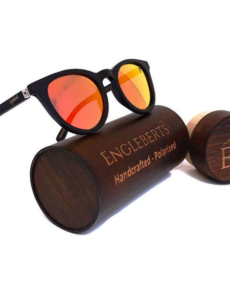 Sunset Mirror Lenses Polarized with Full Frame Black Bamboo and Case
