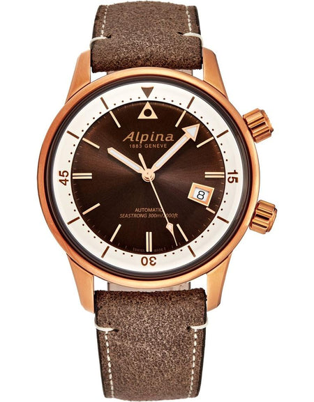 Alpina Men's AL525BRC4H4 'Seastrong' Diver Heritage Brown Dial Bronze PVD Automatic Watch