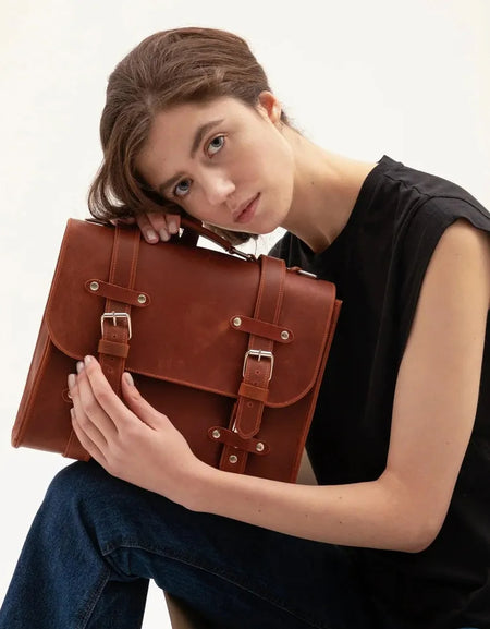 Genuine Leather Briefcase Bag Lora | Women's Work Bag-0