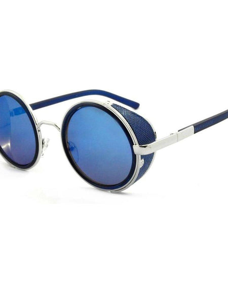 East Village 'Freeman' Round Sunglasses With Side Shield In Blue