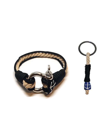 Classic-Black Nautical Bracelet & Keychain-0
