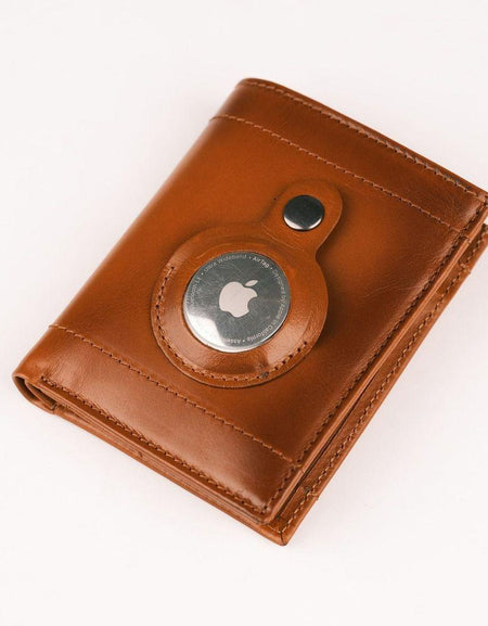 Glendo Apple AirTag Slot Leather Wallet, Handcrafted, Unisex-0