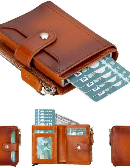 Glenrock Genuine Cowhide Leather Pop Up Card Holder Wallet-0