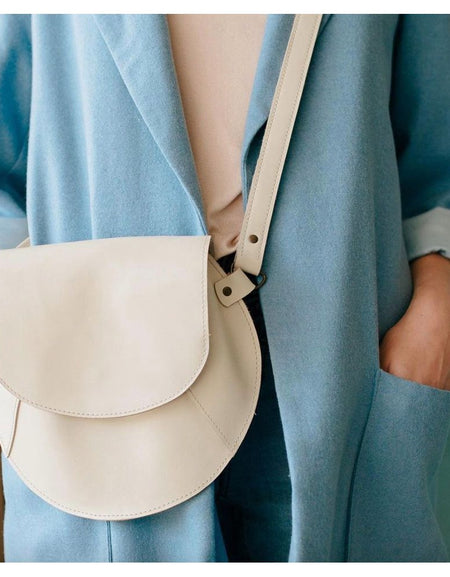 White Soft Leather Ladies Bag, Summer Crossbody Bag, Small Elegant