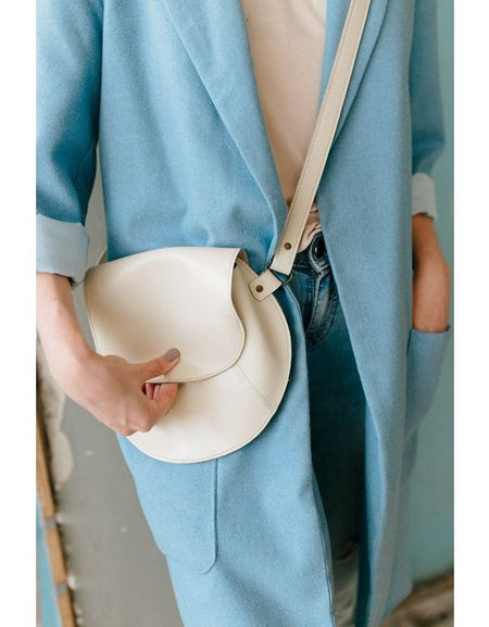 White Soft Leather Ladies Bag, Summer Crossbody Bag, Small Elegant