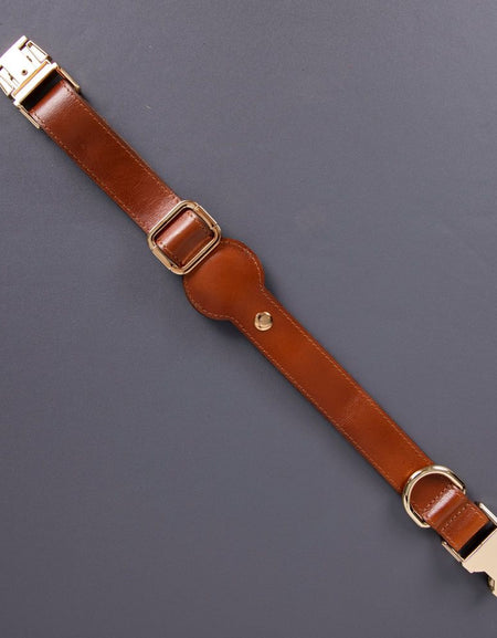 Charlotte Handcrafted Calfskin Leather Dog Collar - Compatible with AirTag-1