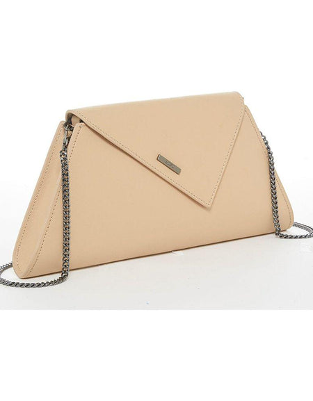 Angelica Nude Leather Clutch Purse