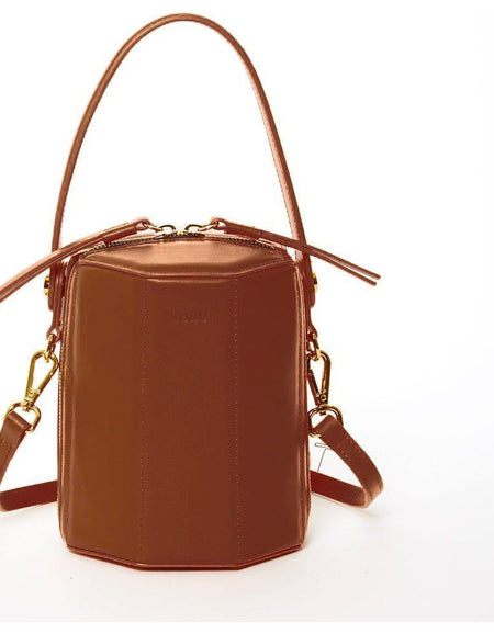 SUSU The Harper Amber Brown Leather Bucket Bag