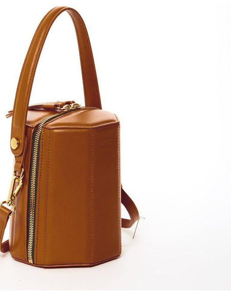 SUSU The Harper Amber Brown Leather Bucket Bag