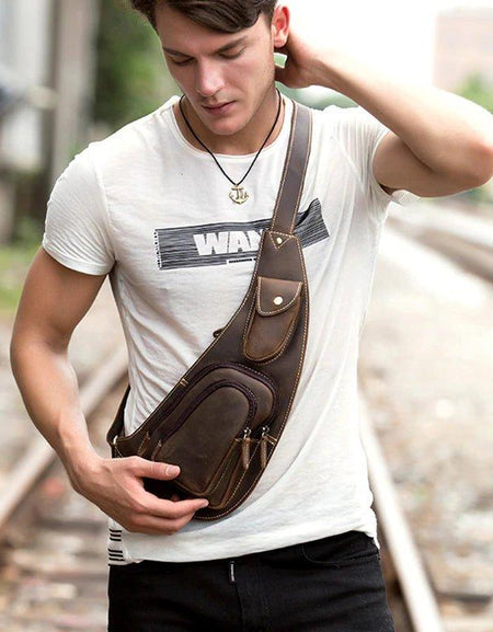 Perfect Leather Chest Pack Men's Leather Sling Bag Chest Bag