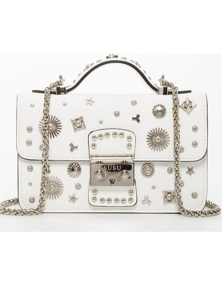 SUSU The Hollywood White Leather Crossbody Bag - A Dazzling Accessory for the Modern Woman