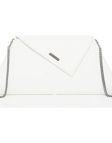 Angelica White Leather Clutch Bag