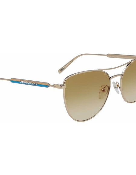 Longchamp LO134S-728 Women's Aviator Sunglasses - Yellow Metal Frame - UV400 Protection