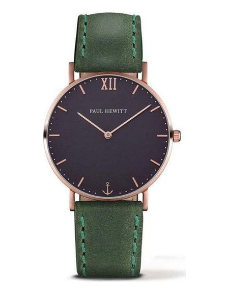 Paul Hewitt Unisex PH-SA-R-ST-B-12S Green Leather Strap Quartz Watch (Ø 39 mm)