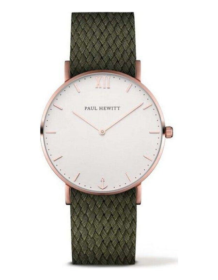 Paul Hewitt Unisex Quartz Watch PH-SA-R-ST-W-20M, White Dial, Green Nylon Strap