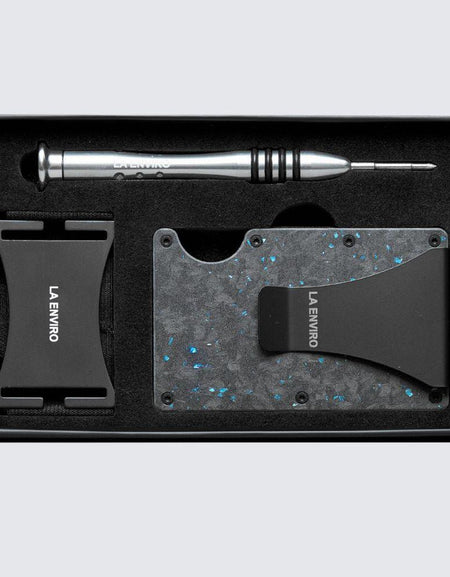 LORNE Forged Carbon Wallet I Matte Blue-0