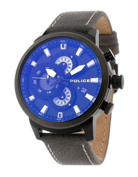 Police Men's R1451281001 Quartz Blue Dial Leather Strap Replacement - Grey