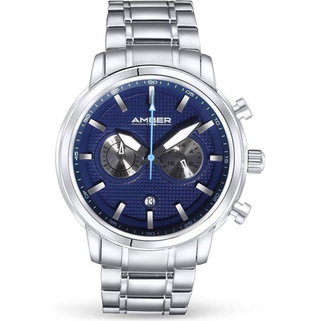 Amber Time Men's Quartz Chronograph Watch Stainless Steel Band 50m ATL160810-03BL-0