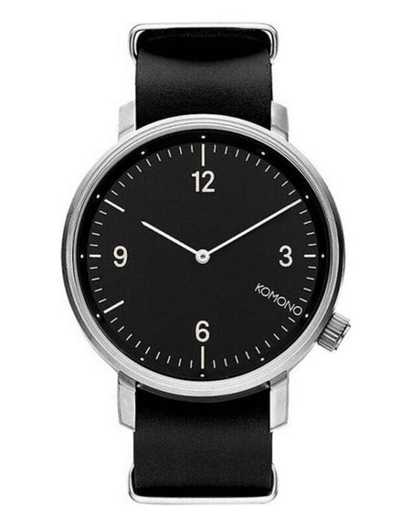 Komono KOM-W1953 Men's Black Leather Watch Strap Replacement