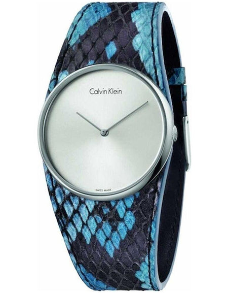 Calvin Klein Women's Blue Leather Strap Replacement - Elegant and Versatile Watch Band for Women
