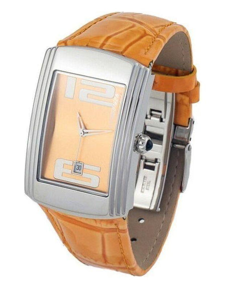 Elegant Orange Leather Strap Replacement for Ladies' Watch