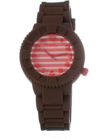 Watx Ladies' Quartz Wristwatch COWA1466-RWA1559 Ø 38mm - Brown Silicone Strap - Transparent Box - Orange Watch Face - Polycarbonate Case - Women's Watch