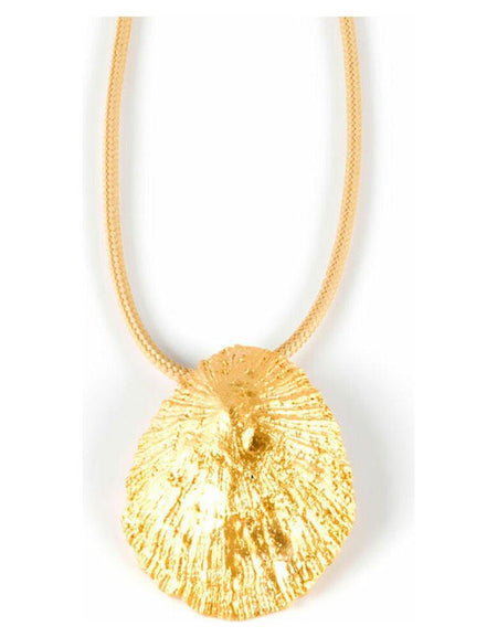 Ladies' Necklace Shabama Calobra Cool Brass Bathed in golden flash Nylon Beige 1 m-0
