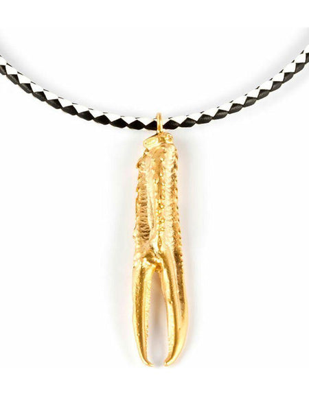 Ladies' Necklace Shabama Tuent Luxe Brass Bathed in golden flash Leather 38 cm-0