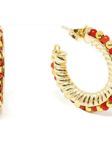 Ladies' Earrings Shabama Etiopia Brass gold-plated Red 2 cm-0