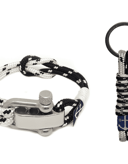 Adjustable Shackle Black & White Bracelet & Keychain-0