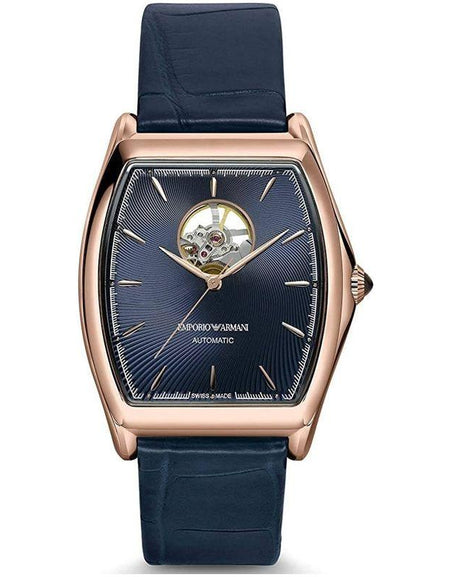 Emporio Armani Men's Mod. ARS3351 Timeless Elegance Leather Strap Watch - Classic Black: Premium Black Leather Watch Strap for Men