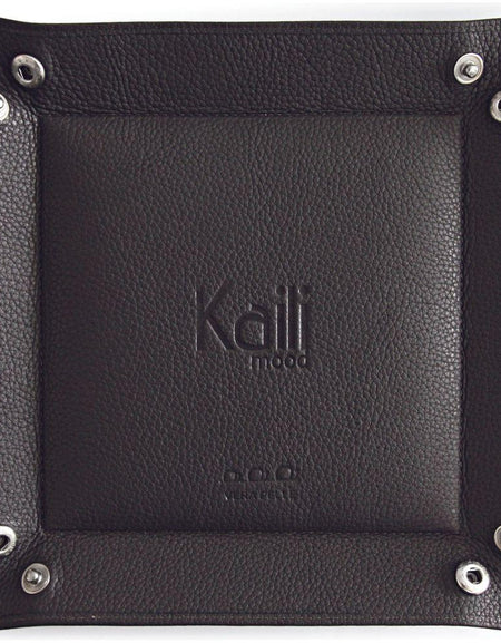 K0003FB | Vuotatasche in Vera Pelle pieno fiore, grana dollaro - Colore Grigio - Dimensioni: cm 14 x 14 x 3 - Confezione: Sacchetto Tnt-1