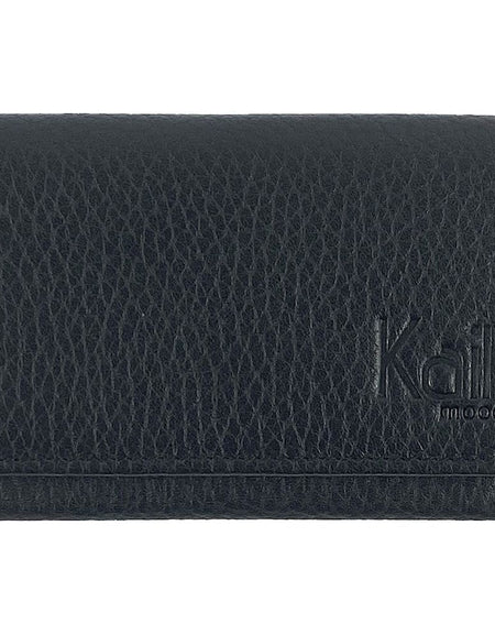 K0004AB | P/Biglietti da Visita/Carte di Credito in Vera Pelle pieno fiore, grana dollaro - Colore Nero - Dimensioni: cm 10 x 6 x 2 - Confezione: Gift Box rigido fondo/coperchio-1
