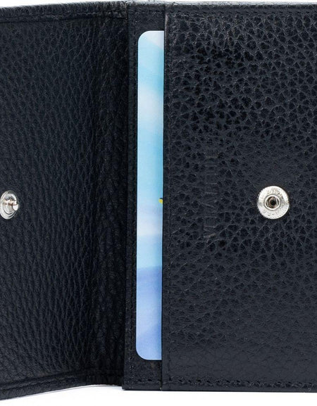 K0004AB | P/Biglietti da Visita/Carte di Credito in Vera Pelle pieno fiore, grana dollaro - Colore Nero - Dimensioni: cm 10 x 6 x 2 - Confezione: Gift Box rigido fondo/coperchio-0