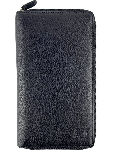 K0005AB | Portadocumenti da Viaggio in Vera Pelle pieno fiore, grana dollaro - Colore Nero - Dimensioni: cm 12,5 x 22 x 2 - Confezione: Sacchetto Tnt-1