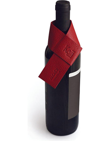K0010VB | Salvagoccia per Bottiglia Made in Italy in Vera Pelle pieno fiore, grana dollaro - Colore Rosso. Dimensioni: cm 27 x 4 x 0,5. Confezione: Gift Box rigido fondo/coperchio-0