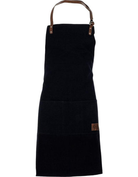 K0015AB | Grembiule da Lavoro in Canvas/ Vera Pelle pieno fiore, volanata. Colore Nero/Testa Moro. Accessori Nickel Anticato. Dimensioni: cm 70 x 90 x 0,5. Confezione: Polybag-0