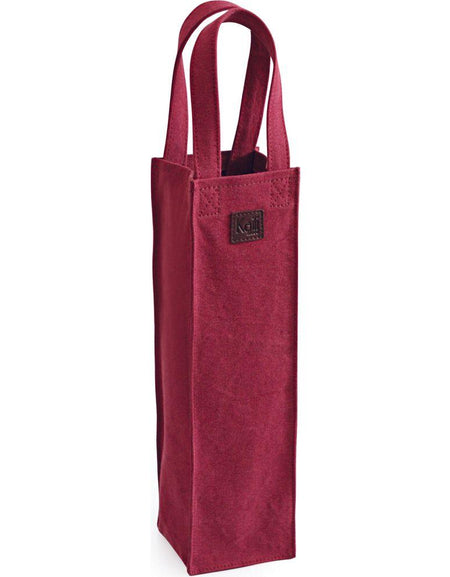 K0016XB | Borsa Porta Bottiglia Luxury in Canvas/ Vera Pelle pieno fiore, volanata. Colore Bordeaux/Testa Moro. Capacità: 1 bottiglia. Dimensioni: cm 10 x 37 x 10. Confezione: Polybag-1
