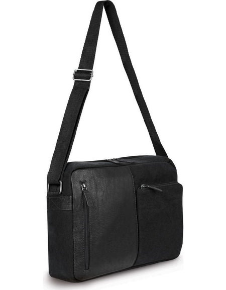 K0022AB | Messenger in Canvas/Vera Pelle, pieno fiore, volanata - Colore Nero. Accessori Nickel Anticato, Chiusura superiore con lampo. Dimensioni: cm 35 x 26 x 10. Confezione: Sacchetto Tnt-1