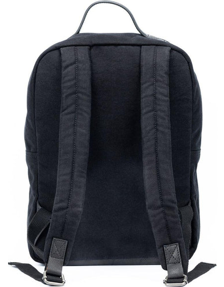 K0023AB | Zaino Porta Notebook in Canvas/Vera Pelle, pieno fiore, volanata - Colore Nero. Accessori Nickel Anticato, Chiusura con lampo. Dimensioni: cm 29 x 40 x15. Confezione: Sacchetto Tnt-1