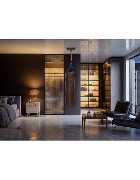 K0036BB | Sacco Da Boxe Contenitore in Vera Pelle, pieno fiore, volanata - Colore Testa Moro - Accessori Nickel lucido. Dimensioni: cm 35 x 35 x 120 - Confezione: Sacchetto Tnt-1