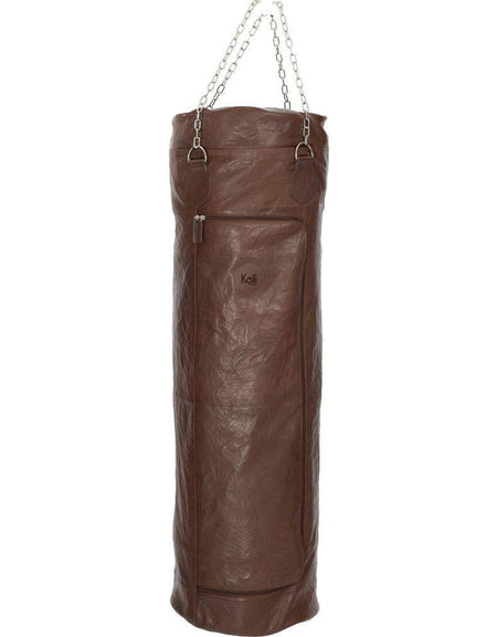 K0036BB | Sacco Da Boxe Contenitore in Vera Pelle, pieno fiore, volanata - Colore Testa Moro - Accessori Nickel lucido. Dimensioni: cm 35 x 35 x 120 - Confezione: Sacchetto Tnt-0