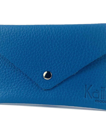 K0040OB | Bustina con pattina Made in Italy in Vera Pelle pieno fiore, grana dollaro - Colore Azzurro - Dimensioni: cm 13 x 8 x 0,5 - Confezione: Gift Box rigido fondo/coperchio-1