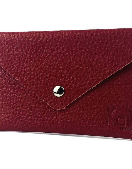 K0040VB | Bustina con pattina Made in Italy in Vera Pelle pieno fiore, grana dollaro - Colore Rosso - Dimensioni: cm 13 x 8 x 0,5 - Confezione: Gift Box rigido fondo/coperchio-1