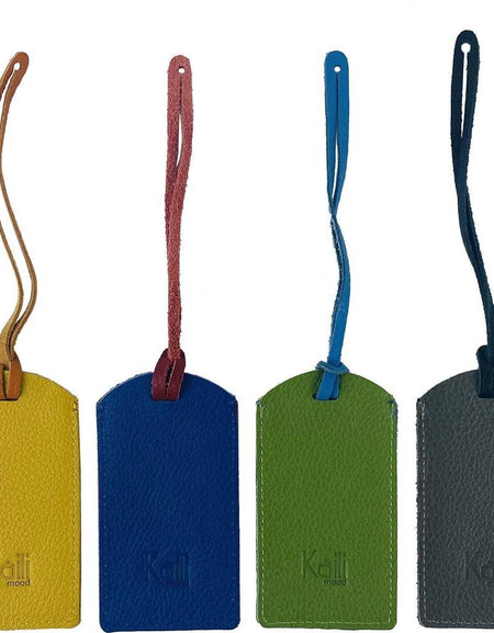 K0041AFB | Targhetta bagaglio Bicolore Made in Italy in Vera Pelle pieno fiore, grana dollaro - Colore Nero/Grigio - Dimensioni: cm 6,5 x 12 - Confezione: Gift Box rigido fondo/coperchio-1