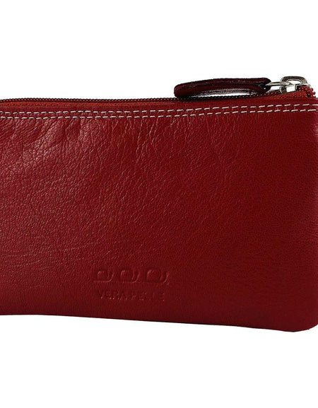 K10218VB | Portachiavi/Portamonete in Vera Pelle Col.Rosso. Chiusura lampo Accessori Nickel lucido. Dimensioni: cm 12 x 7 x 0,5. Confezione: Gift Box rigido fondo/coperchio-1