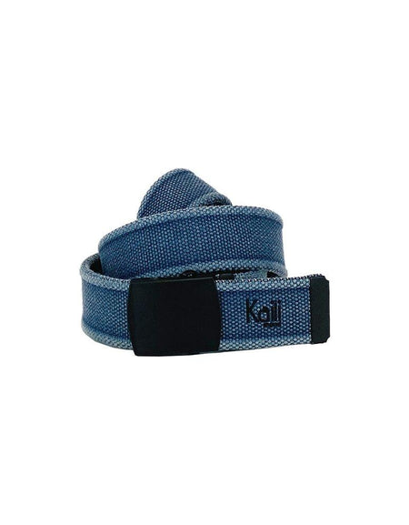 K4010DB | Cintura Nastro Canvas Stone Washed Col. Blu con Fibbia Nero Opaco. Dimensioni: cm 125 x 4 x 0,5 Taglia Unica - Accorciabile. Confezione: Gift Box rigido fondo/coperchio-0