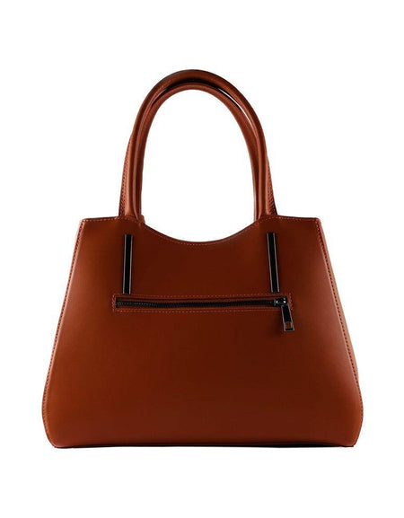 RB1004AM | Borsa a Mano in Vera Pelle Made in Italy con Tracollina removibile e attacchi con moschettoni in metallo Canna di Fucile - Colore Paprica - Dimensioni: cm 33 x 25 x 15 + Manici 13 cm-1